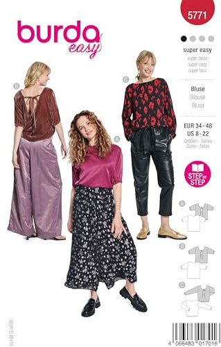 burda easy Schnittmuster Damen Bluse mit Rückenausschnitt Gr. 34-48