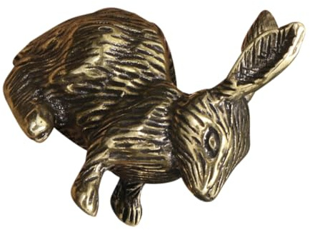 PRETYZOOM Adorno de Escritorio Conejo de Latón Vintage, Figura Decorativa Pequeña, Acabado Antiguo, Decoración Feng Shui China, para Hogar y Oficina, Mini Estatua Animal Retro, Figura