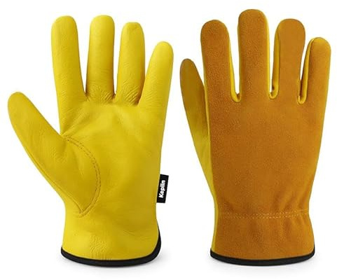 KEPLIN Gardening Gloves for Men & Women – Premium Cowhide Leather, Thorn & Puncture Resistant, Breathable & Durable Work Gloves for Gardening, Farming & DIY – Safety Work Gloves