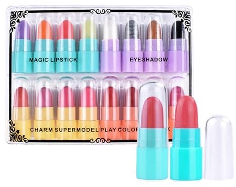 Kit De Rouge à Lèvres De Voyage, Ensemble De Rouge à Lèvres De Maquillage Avec Paillettes 16 Moins, Ensemble De Rouge à Lèvres Portable, Bâtons De Bâton