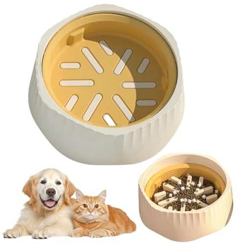 Slow Feeder Dog Bowl 2-in-1 Fun Slow Feeder Bowl Slow Food Feeding Pet Bowl Slow Eating Anti Choking Slow Eating Food Bowl for Small to Medium Dogs ocean blue (warm white sun)
