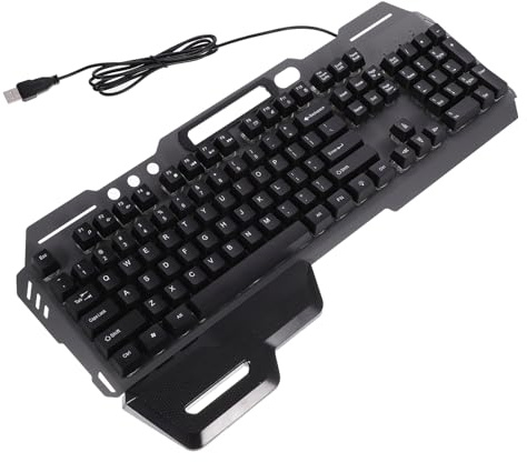 Artibetter Clavier Filaire Gaming LED Noir 104 Touches avec Repose-Poignet Ergonomique Design Carré et Performance Étanche pour Bureau et Maison