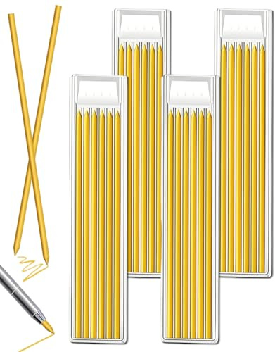 FUGLUS Paquete de 24 minas de lápiz para carpintería, minas de repuesto de 2,8 mm, compatibles con lápices Pica Dry, minas de repuesto para lápices de dibujo arquitectónico con orificio - Amarillo