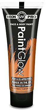 PaintGlow, Pro UV Face & Body Paint Water Based, 13ml, Orange
