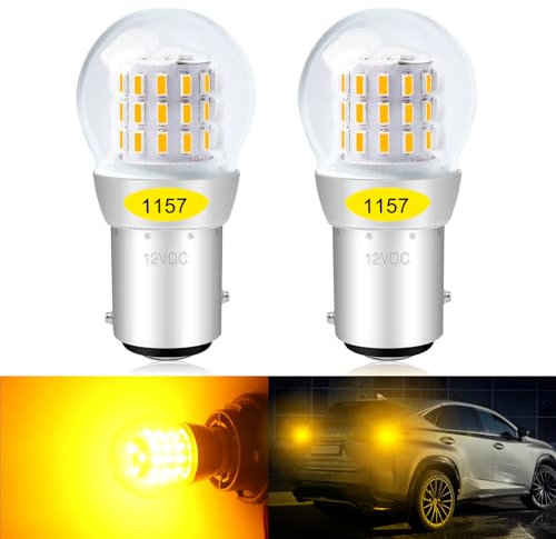Defvnsy - Paquete de 2 - Ámbar/Amarillo 1157 BAY15D 2057 2357 7528 Bright 3014 39SMD Bombillas LED para luces de señal de giro Luz intermitente trasera Bombillas de señalización lateral 12V DC