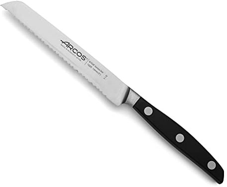 Arcos Coltello da Pomodoro Forgiato in Acciaio Inossidabile – Manico Ergonomico in Polipropilene Pom, Lama Speciale da 130 mm – Serie Manhattan, Colore Blu