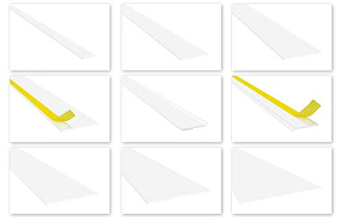 HEXIM Fenster/PVC Flachleisten weiß 2 & 2,5mm Stärke - Kunststoffleisten 20 bis 100mm Breite, wahlweise selbstklebend oder mit Gummilippe - 2 Meter HJ 191(60x2mm)