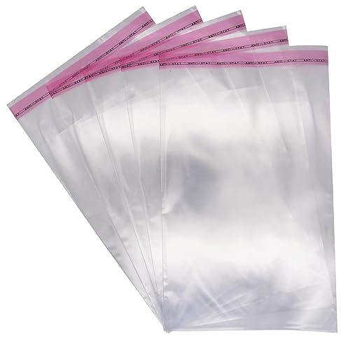 SKIR'CO Bolsas de celofán transparentes de 16 x 25 cm, bolsas de plástico autoadhesivas, bolsas de OPP, bolsas de plástico autosellantes para alimentos, 100 unidades