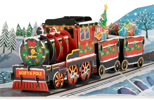 Cardology - Christmas Train Pop-Up Card | 3D Festive Greeting for Train Lovers or Children