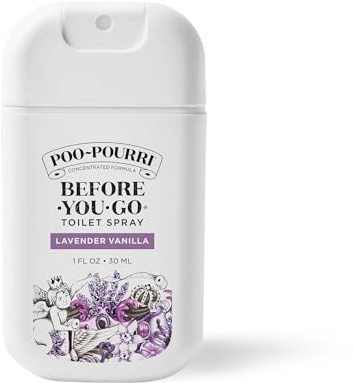 Poo-Pourri Before-You-Go Pocket Toilet Spray, Travel Essentials, Lavender Vanilla, 1 Fl Oz, Up to 50 Uses, On-The-Go Bathroom Odor Deodorizer with Essential Oils, TSA Approved Size