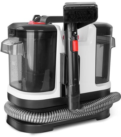 Hoapin Nettoyeur de Tapis 500W, Nettoyeur Moquettes avec Double Réservoirs 1,8L+0,8L, Nettoyant pour Canapés, Tapis, Moquettes, Meubles, Tissus, Voiture