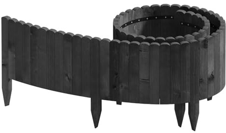 WOLTU Bordure de Pelouse 203×30cm, Bordure Flexible en Bois de Pin FSC, Palissade Jardin et Gazon, Rouleau de Bordure Résistante aux Intempéries, Facile à Poser, Anthracite