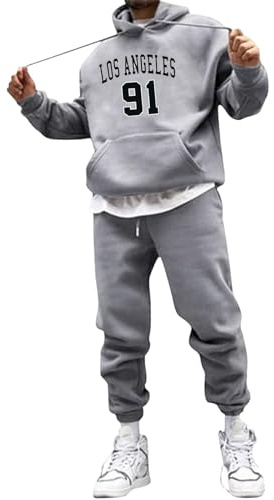 Jinitaimei Tuta Uomo Sportive Completa Invernale Felpa con Cappuccio E Pantaloni Training Fitness 2 Pezzi Tuta da Ginnastica