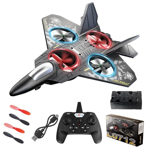 Mineup Avión Teledirigido, 2,4 GHz Avión De Control Remoto, Planeador Volante con Luz LED, Aviones De Radiocontrol para Niños, Principiantes, Adultos, Regalo De Juguete