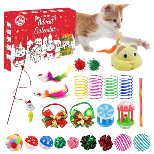 Calendario 'avvento Con Giochi Per Gatti, Calendario Di Natale Con Giocattoli Assortiti Per Gatti, Accessorio Festivo Per La Famiglia E Gli Amanti Degli Animali Domestici