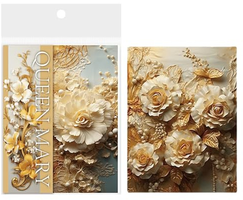 Carta Floreale Per Album – Elegante Blocco Di Carta | Fogli Artigianali Leggeri Da 14x10,5 Cm | Ideale Per Collage, Cartoline Fatte A Mano E Progetti Artistici Creativi