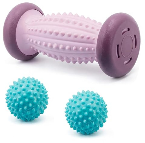 Eulihent Foot Massage Set, Rullo Massaggio Piedi + 2 Pallina Massaggio Piedi, Pallina per Massaggio Plantare per Plantar Fasciitis Relief, Muscle Tension & Myofascial Release (Purple & Blue).