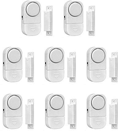 Juego de 8 detectores magnéticos de seguridad para puerta y ventana, minialarmas inalámbricas con sensor de entrada de infrarrojos, color blanco (batería incluida), marca Senweit