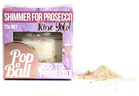 Popaball Drink Shimmer Rose Gold Raspberry Flavour | 1 x 21 Grams | Prosecco, Gin, Mocktail & Cocktail Making Gifts | Gift Set Ideas for Her, Hampers & Hen Parties