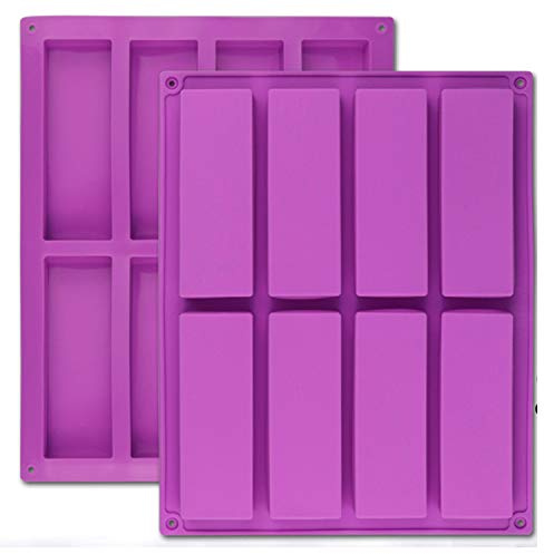 Palksky (2 moldes de silicona para barra de granola rectangular grande de 8 cavidades/nutriciones/cereales, barra de energía para trufas de chocolate, pan ganache, brownie, pudín, mantequilla