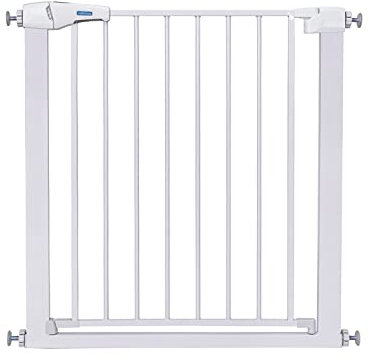 Nobleza - Türschutzgitter für Hunde und Kinder, Treppenschutzgitter Ausziehbar 75-82 cm, Kindergitter tür ohne Bohren, Automatischer und Magnetischer Verschluss, Höhe 76cm, Weiß