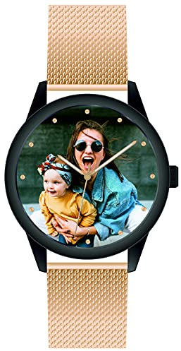 Fotour fotopresent klocka egen design 41 mm 3 bar datum herrklocka med foto personlig Made in Germany