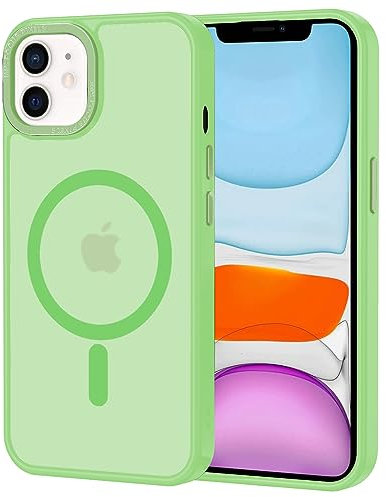 XTCASE Hülle für iPhone 12/12 Pro Magnetisch kompatibel mit Magsafe, Matt Transluzente Handyhülle für iPhone 12/12 Pro Kratzfeste PC Rückseite + TPU Bumper - Grün