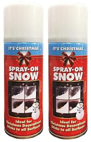 2x 200ml Fake Artificial Christmas Snow White Spray for Xmas Tree Window Craft Decoration Item, Spray on Snow