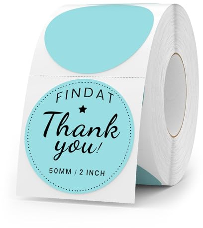FINDAT Blu Etichette Termiche Rotonde 50 mm Etichette Autoadesive per Stampanti Circolare Vinile Impermeabile Punti Adesivi per Ufficio Logo Design QR Spedizione 500 Pezzi