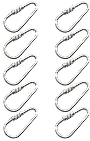 Lily Brown Lot de 10 crochets en acier inoxydable pour perroquet - Connecteur antirouille pour suspendre une balançoire - Mangeoire à fruits - Pièces de jouet pour perroquet en vrac