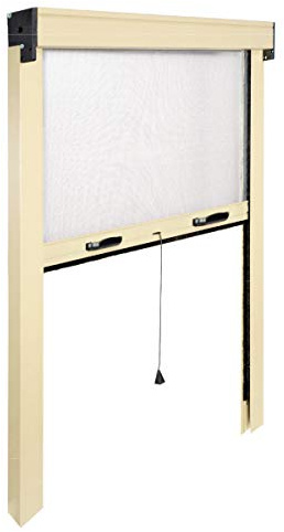 eacommerce - Zanzariera a rullo Avvolgibile a Molla in Fibra di Vetro | Struttura in Alluminio Verniciato | Installazione Facile | Adattabile e Riducibile, Avorio RAL 1013, 100x250H cm
