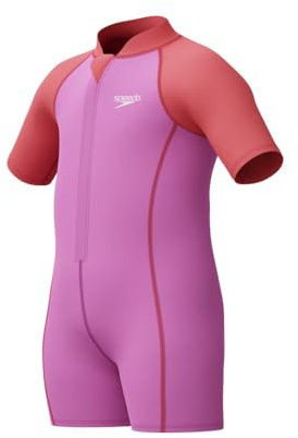 Speedo Mädchen Schwimmen Lernen Neoprenanzug | Schwimmunterricht | Weiche Haptik | Neopren Schwimmbekleidung, Neon Violet, 9-12M