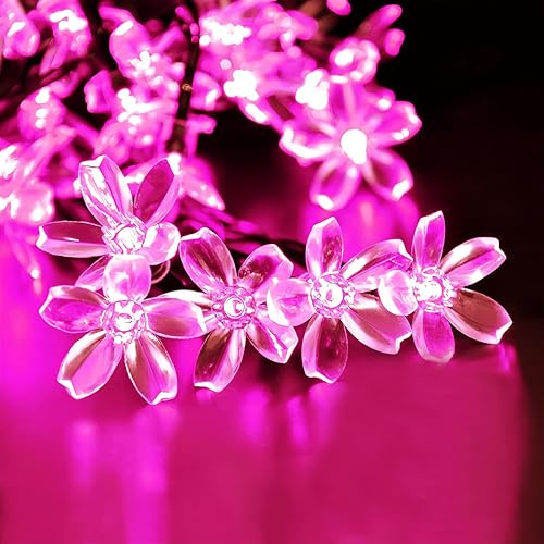 Clearhill String Light Battery and USB Powered 32FT/10M Pink 80LED Cherry Blossom String Light,Indoor/Outdoor Decoration - Ideal for Christmas, Garden, Birthday, Wedding, Party