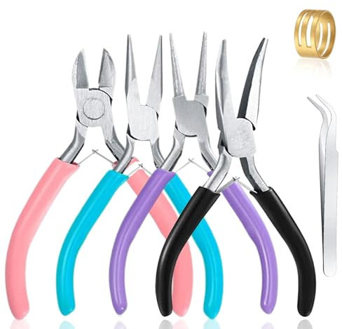 Snarflun Mini-Zangen-Set, 6-teilig - Schmuckzangen für Schmuckherstellung & Reparatur. Enthält Spitzzange, Kettenzange & Drahtschneider in einem Set.