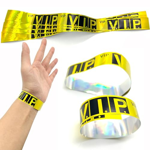 OHYER VIP Cinturini da Polso Bracciale Carta VIP Braccialetti di Identificazione con Fibbia Braccialetti d'Ingresso Impermeabili Per Il Controllo e Sicurezza Durante Gli Eventi Festival (Giallo 100)