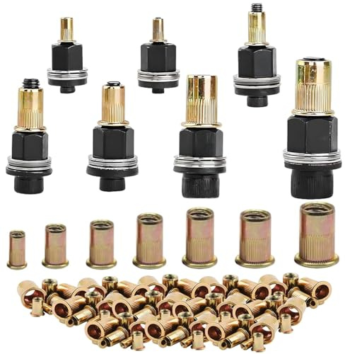 7 Stück Nietmutternzange Set, Nietenzange Nietmuttern, Nieten Set für M3, M4, M5, M6, M8, M10, M12 Nietmutter Werkzeug, Manuelle Nietmaschine, Kommt 70 Stück Muttern