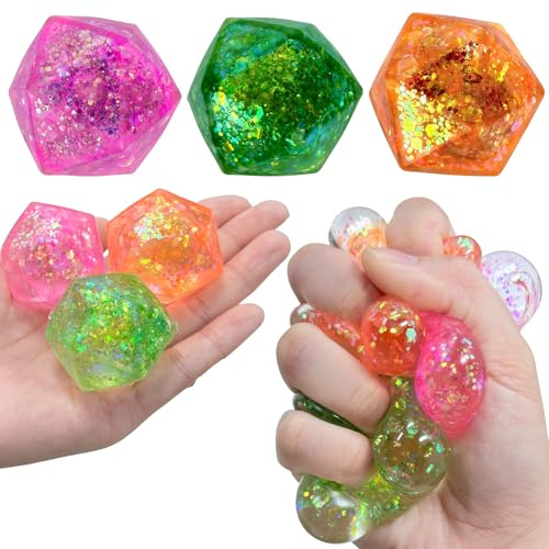 Gold Powder Series 3Pcs Sensory Fidget Set with Stress Cube - Diamond, Polygon & Ice Cube Fidget Toy, Stress Relief for Adults, Anxiety & Autism Aid, Stocking & Party Filler Toys(polygontwo)