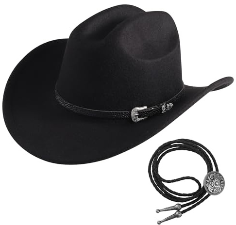 ViEinkaufen Cowboy Hat for Women Men, Western Suede Hat Cowboy & Cowgirl | Cowgirl Hat Women, Panama Hat, Wide Brim, Cowboy Costume Hat, Fancy Dress, Adjustable Strap Inside, Western Theme Party