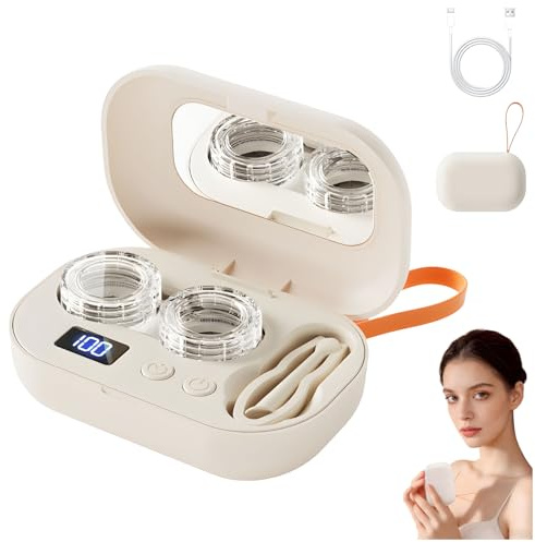 Rechargeable Ultrasonic Contact Lens Cleaner, 2026 Upgraded Ultrasonic Contact Lens Cleaner 47KHz Super Gentle Cleaning & Brightness, Portable Soft Contact Lens Care Tools Home Travel (1)