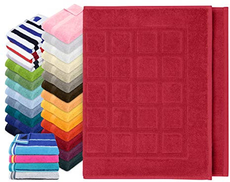 Dyckhoff Traumhaft weiche Bio-Handtuchserie - erhältlich in 22 modischen Unifarben in 7 verschiedenen Größen, sowie 7 Streifen-Variationen, 1 Badvorleger 50 x 80 cm, kirschrot