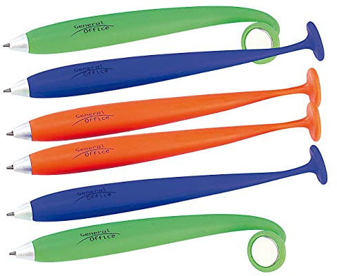 General Office Silikon-Kugelschreiber: 6er-Set Kugelschreiber mit Silikonhülle und Magnet (lustige, witzige, Notiz Halter)