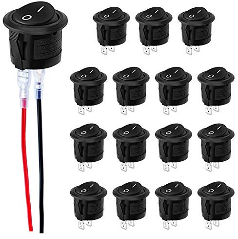 Interruttore da Pannello SPST ON/OFF 2 Pin 2 Posizioni,15PCS 12V-DC-20A Interruttore a Bilanciere Rotondo,Mini Interruttore a Levetta per Auto/ Camion/ Barca/ Elettrodomestici