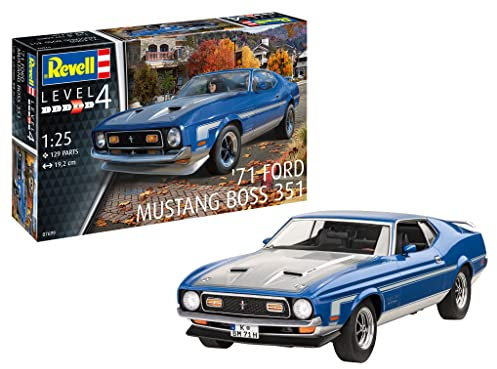 Revell Modellbausatz I 71 Mustang Boss 351 I mehrteiliger V8 Motor I 120 Teile I Maßstab 1:25 I für Kinder und Erwachsene ab 12 Jahren