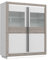Vitrine Nelson Eiche und Weiß Hochglanz Vitrinenschrank Modern - 133,7x160,5x53 cm (BxHxT) - Glasvitrine Standvitrine Glasschrank - [Pouline.Three] Wohnzimmer Wohnstube
