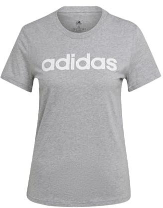 Adidas Damen Essentials Slim Logo Tee, Medium Grey Heather/White, M