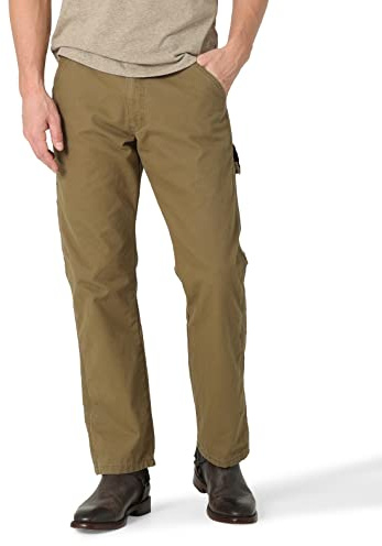 Wrangler Authentics Men's Classic Carpenter Jean, Olive Drab Canvas, 38W x 30L