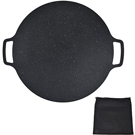 Grillpanna i koreansk stil, järn, nonstick-grillplatta, rökfri, rund stekpanna med förvaringspåse Lätt att rengöra Grill spishäll for hemmacamping inomhus utomhusgrillning /125