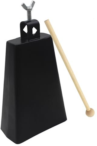 MuzcYM 7 inch Metal Steel Cow Bell, Cow Bell Instrument Noise Makers Cowbell with Stick, Hand Percussion Cow Bells for Drumset Kit Percussion Sporting Events Wedding Party