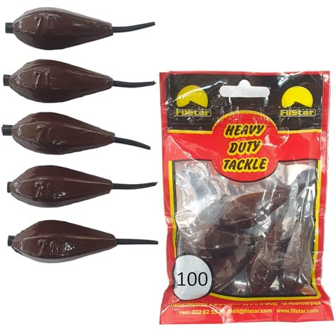 PRO FILSTAR Inline Grundblei Long Cast 5x100g - Blei Angeln - Angel Bleie Set - Grundangeln - Birnenblei Angeln - Blei Gewicht - Angelblei - Fishing Weights - Bleigewichte – Tropfenblei – Karpfenblei
