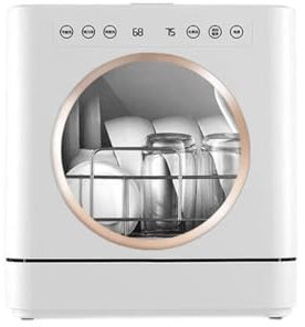 Haushaltsgeschirrspüler mit großer Kapazität for 6 Personen, automatische Wasserversorgung, Installationsfreier Desktop-Trocknungs-Arbeitsplatten-Geschirrspüler